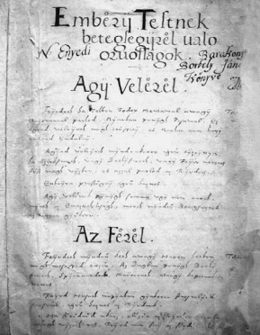 Váradi Lencsés György: Ars medica. Kézirat címlapja. (1570-es évek)