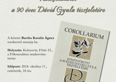 Corollarium: Köszöntőkötet a 90 éves Dávid Gyula tiszteletére