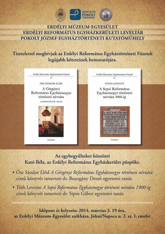 Erdélyi Református Egyháztörténeti Füzetek legújabb köteteinek bemutatója