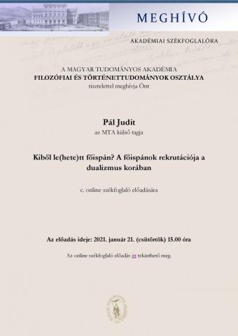 Dr. Pál Judit akadémiai székfoglaló előadása
