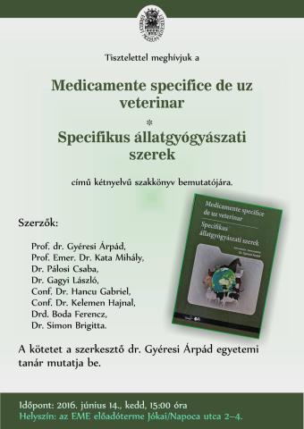Specifikus állatgyógyászati szerek című kétnyelvű szakkönyv bemutatója