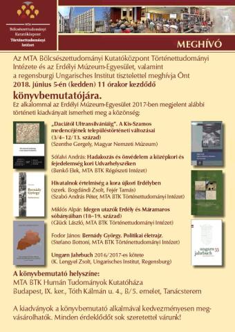 Az Erdélyi Múzeum-Egyesület 2017-ben  megjelent kiadványainak könyvbemutatója