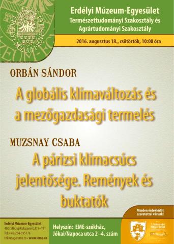 Orbán Sándor: A globális klímaváltozás és a mezőgazdasági termelés