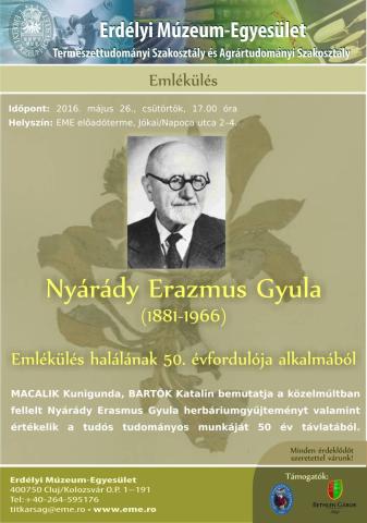 Emlékülés Nyárády Erazmus Gyula halálának 50. évfordulója alkalmából