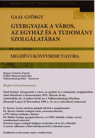 Gaal György: Gyergyaiak a város, az egyház és a tudomány szolgálatában - könyvbemutató